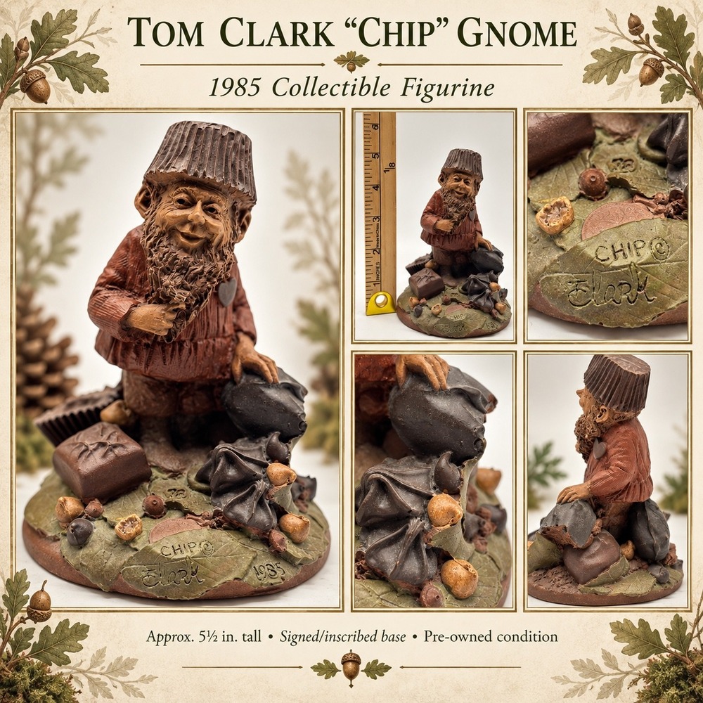 Tom Clark Chip Gnome 1985 Collectible Figurine Signed Cairn Studio 5.5 Inch